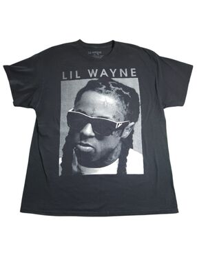 Lil Wayne Black Graphic Tee – Icon Portrait Short Sleeve